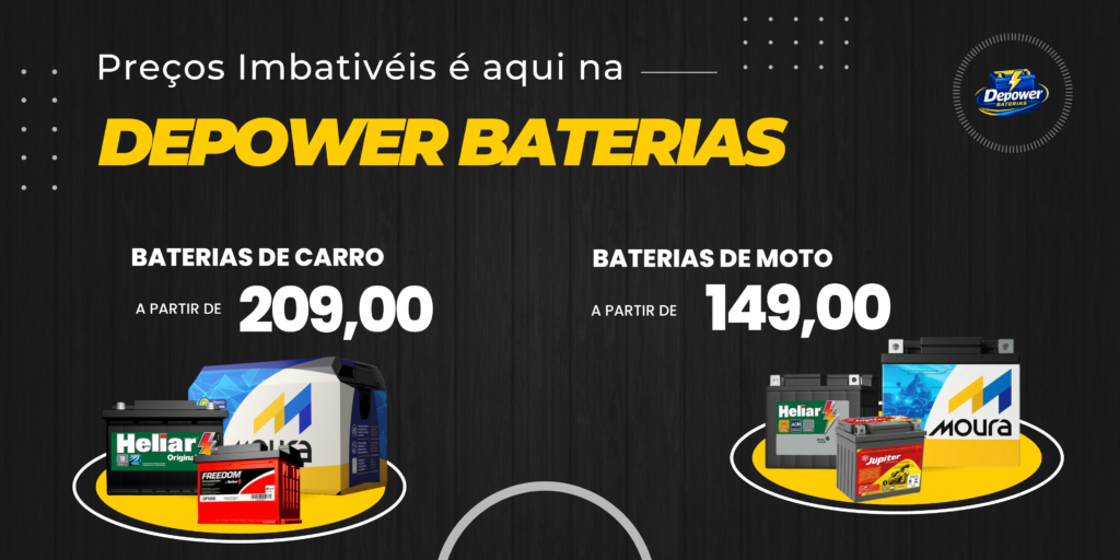 banner de oferta de baterias de carro e baterias de moto
